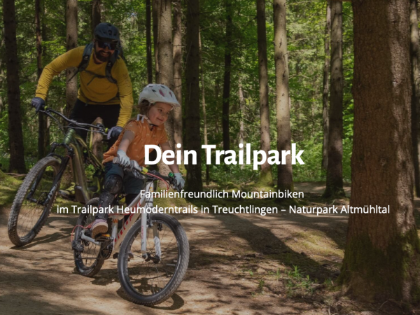 Kind und Sohn beim Mountainbiken im Trailpark "Heumöderntrails" in Treuchtlingen