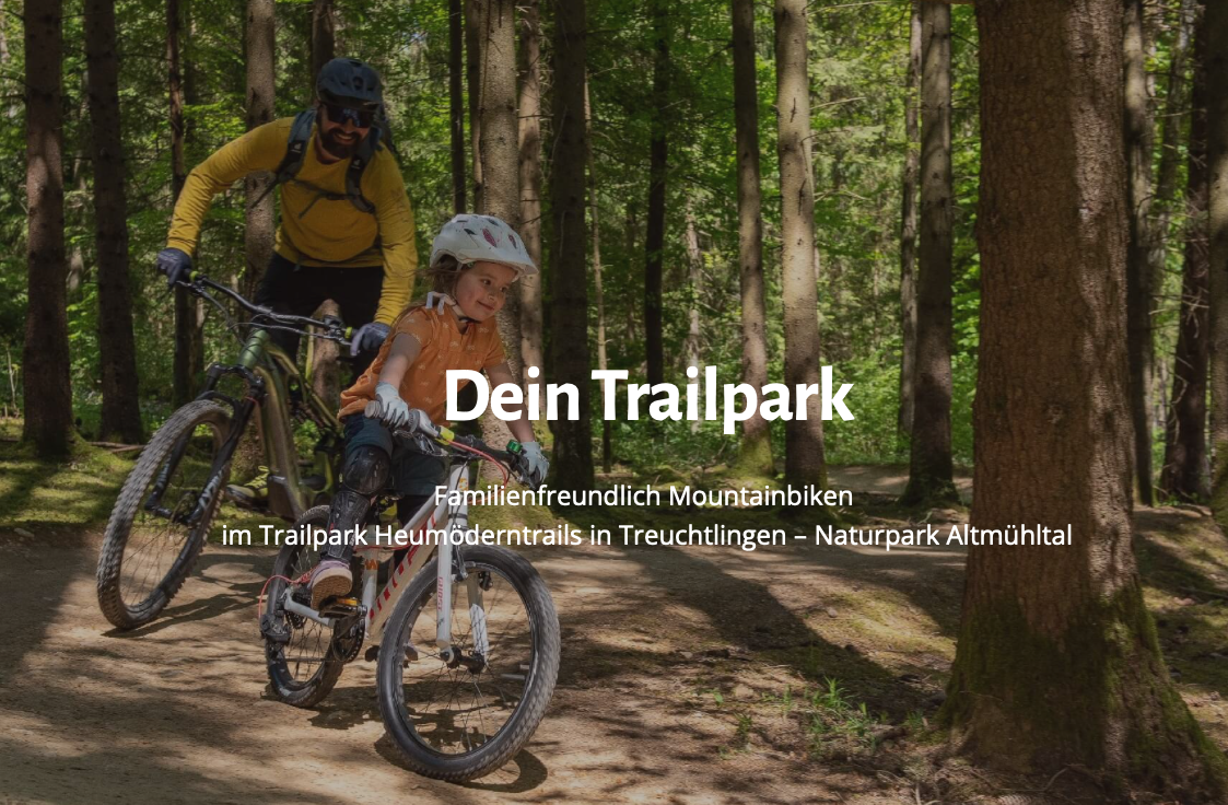 Kind und Sohn beim Mountainbiken im Trailpark "Heumöderntrails" in Treuchtlingen